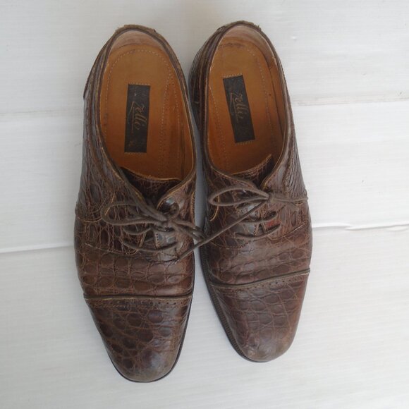 Zelli Genuine Crocodile Dress Shoes Mens Size 9M Brown main image 7